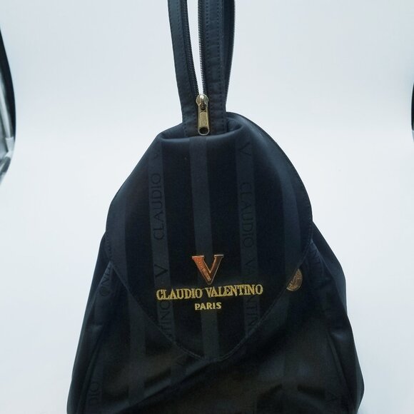 Claudio Valentino Handbags - CLAUDIO VALENTINO PARIS Convertable Black Shoulder Satin bag-backpack